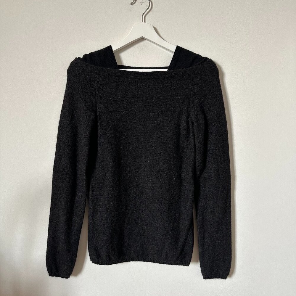 Narciso Rodriguez Black Yak Wool Blend Sweater Bateau Boat Neck Knit Size 2